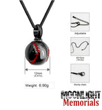 Baseball Black Red Cremation Urn Necklace