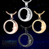 Moon Face Crescent Urn Cremation Pendant Ash Holder Memorial Necklace