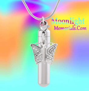 Butterfly Charm Urn Cremation Pendant Ash Holder Memorial Necklace