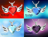 Heart Angel Wings Crystal Urn Cremation Necklace