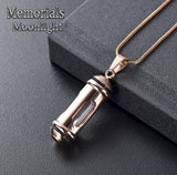 Glass Cylinder Stainless Steel Urn Cremation Pendant Ash Holder Memorial Necklace