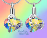 Always in my Heart Grandma Grandpa Crystal Urn Cremation Pendant Ash Holder Memorial Necklace