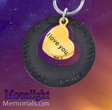 I love you to the moon and Back Heart Urn Cremation Necklace