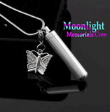 Butterfly Charm Urn Cremation Pendant Ash Holder Memorial Necklace