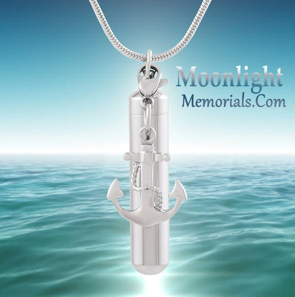 Anchor Rope Charm Urn Cremation Pendant Ash Holder Memorial Necklace