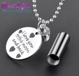 I Love you to the moon & back Charm Urn Cremation Pendant Ash Holder Memorial Necklace