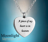 Piece of my Heart in Heaven Urn Cremation Pendant Ash Holder Memorial Necklace