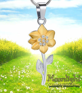 Daisy Flower Cremation Urn Keepsake Ashes Memorial Necklace