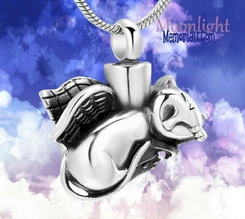 Cat Angel Kitt Pet Cremation Urn Keepsake Ashes Memorial Necklace