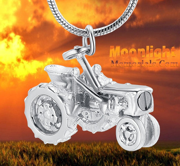 Tractor Farmer Cremation Urn Keepsake Ashes Memorial Necklace