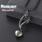 Angel Wings Heart Urn Cremation Necklace