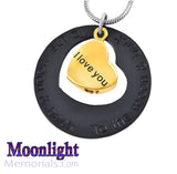 I love you to the moon and Back Heart Urn Cremation Necklace