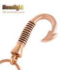 Fish Hook Rose Gold Fishing Urn Cremation Pendant Ash Holder Memorial Necklace