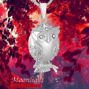 Owl Crystal Eye Urn Cremation Necklace