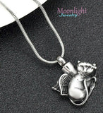 Cat Angel Kitt Pet Cremation Urn Keepsake Ashes Memorial Necklace