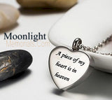 Piece of my Heart in Heaven Urn Cremation Pendant Ash Holder Memorial Necklace