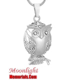 Owl Crystal Eye Urn Cremation Necklace