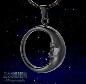 Moon Face Crescent Urn Cremation Pendant Ash Holder Memorial Necklace