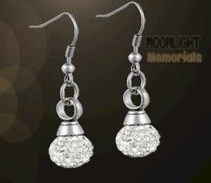 Crystal Ball Cremation Stainless Steel Earrings