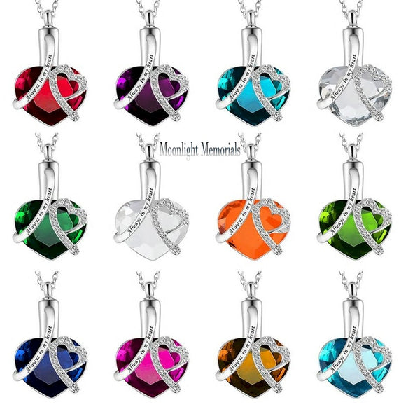 Birthstones Crystal Cremation Urn Ashes Holder Memorial Necklace