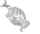 Owl Crystal Eye Urn Cremation Necklace