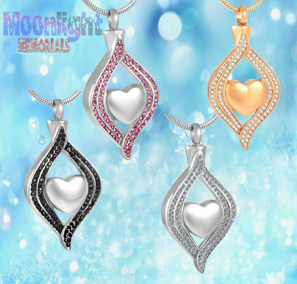 Heart Eye Crystal Urn Cremation Necklace