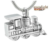 Train Railroad Urn Cremation Pendant Ashes Silver Memorial Necklace