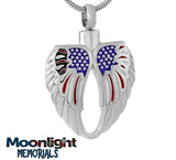 America Angel Wings USA Urn Cremation Pendant Ashes Holder Memorial Necklace