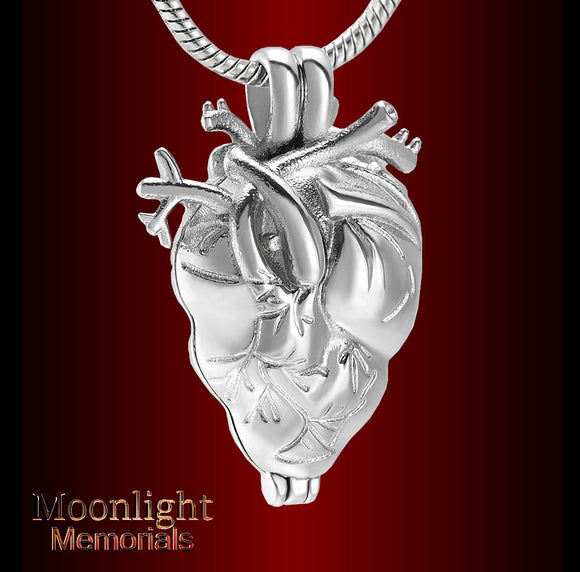 Heart Human Locket Urn Cremation Pendant Ash Holder Memorial Necklace