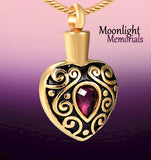 Heart Crystal Embossed Black Urn Cremation Pendant Ashes Holder Memorial Necklace