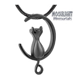 New Crescent Cat Moon Cremation Urn Keepsake Ashes Memorial Necklace