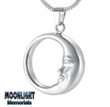 Moon Face Crescent Urn Cremation Pendant Ash Holder Memorial Necklace