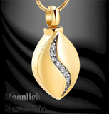 Elegant Inlay Crystal Stainless Steel Urn Cremation Necklace