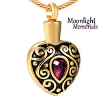 Heart Crystal Embossed Black Urn Cremation Pendant Ashes Holder Memorial Necklace