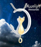 New Crescent Cat Moon Cremation Urn Keepsake Ashes Memorial Necklace