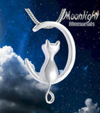 New Crescent Cat Moon Cremation Urn Keepsake Ashes Memorial Necklace