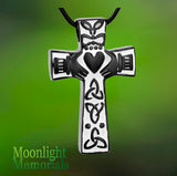 Irish Claddagh Heart Cross Cremation Urn Ash Holder Memorial Necklace