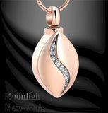 Elegant Inlay Crystal Stainless Steel Urn Cremation Necklace