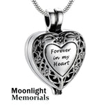 Forever in my Heart Locket Urn Cremation Pendant Ash Holder Memorial Necklace