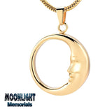 Moon Face Crescent Urn Cremation Pendant Ash Holder Memorial Necklace