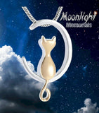 New Crescent Cat Moon Cremation Urn Keepsake Ashes Memorial Necklace