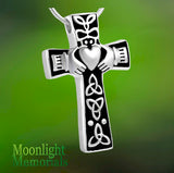 Irish Claddagh Heart Cross Cremation Urn Ash Holder Memorial Necklace