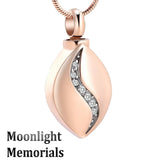 Elegant Inlay Crystal Stainless Steel Urn Cremation Necklace