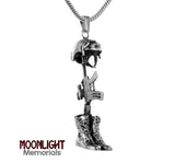 Soldier Military Gun Boots Urn Cremation Pendant Ash Holder Memorial Necklace