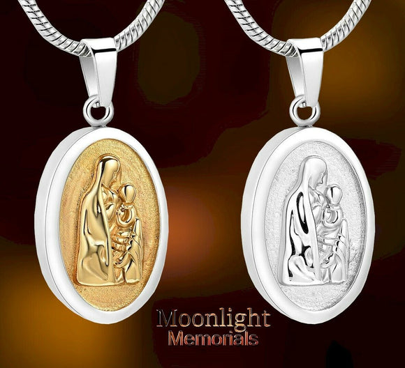 Mother & Child Urn Cremation Pendant Ash Holder Memorial Necklace