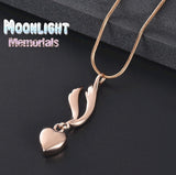 Angel Wings Heart Urn Cremation Necklace