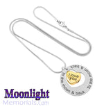 I love you to the moon and Back Heart Urn Cremation Necklace