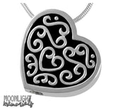 Heart Embossed Urn Cremation Ashes Necklace