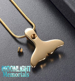 Whale Tail Dolphin Urn Cremation Pendant Ash Holder Memorial Necklace