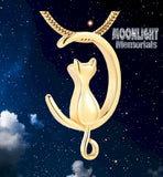 New Crescent Cat Moon Cremation Urn Keepsake Ashes Memorial Necklace